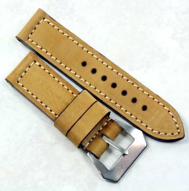 Mario Paci XVI Nubuck Kodiak in Tan with sewn in Mario Paci New natural Pre-V Buckle 2424 12580