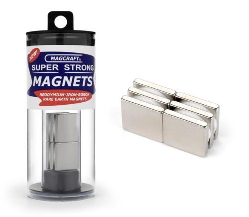 Magcraft NSN0612 3/4-Inch by 3/4-Inch by 1/8-Inch Rare Earth Block Magnets, 6-Count