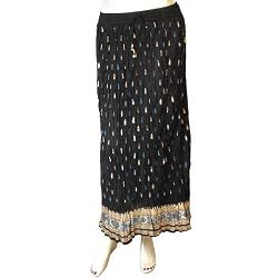 Crinkled Girl Gypsy Skirts Cotton Block Printed Size 12