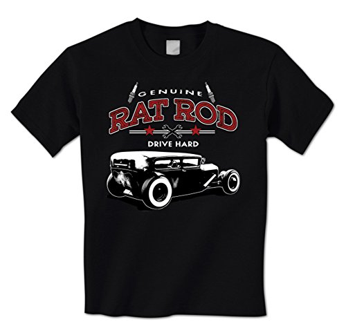 Genuine Rat Rod Drive Hard - Classic Vintage Hot Rod Mens T-Shirt Large Black