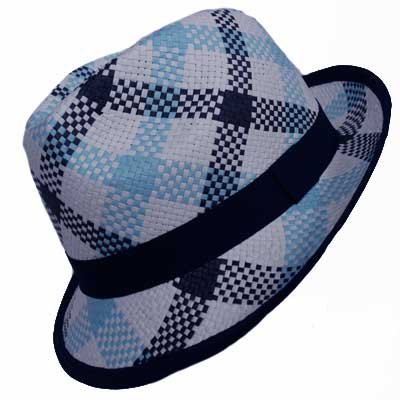 Navy Blue Vibrant Plaid Lightweight Fedora Hat