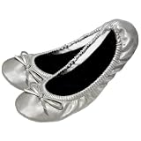 Solemates Purse Pal Foldable Bowed Ballet Flats w/ Expandable Tote Bag for Carrying Heels