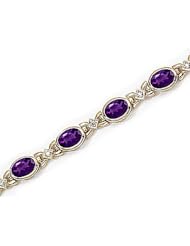 14kt Yellow Gold Oval Amethyst and Diamond Bracelet