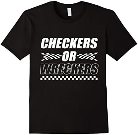 Checkers Or Wreckers Car Racing Motorsports T-Shirt - Male XL - Black