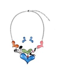 Jewelry: SDLM The Taste of Happiness Charm Candy Color Love Heart Reshin Necklace & Earrings Set(b) - S.DLM