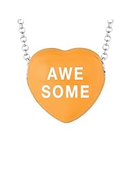 Sterling Silver 17mm Orange enamel Sweethearts AWESOME Heart Pendant