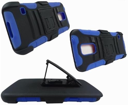 Airix Samsung Galaxy S5 Super Armor Heavy Duty Rugged Hybrid Hard Case Cover Belt Swivel Clip Holster (Blue/Black)