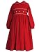 Rare Editions Girls 7-16 RED CORDUROY DAISY EMBROIDERED SMOCKED Party Dress