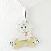 Happy Dog with Brass Bone Pendant in Sterling Silver on a 16" Box Chain, #8761
