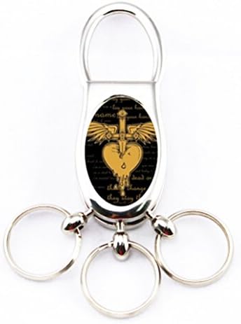 Unique Bon Jovi Custom Keychain (3-ring) Silver Colored Metal Charm & Ring