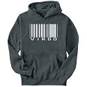 Hoodie Mens Dark Silver " Virgo BARCODE / BAR CODE " Zodiacs