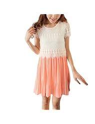 Round Neck Above the Knee Short Sleeves Floral Print Chiffon Lace-Up Stretchy Cutout Sheer Pleated Mini Dress 