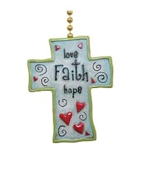 Love Faith Hope Hearts Cross Ceiling Fan Light Pull Chain