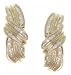 Solid Yellow Gold Omega Back Earrings Baguette Diamond
