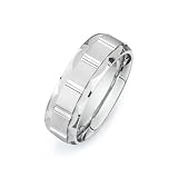 14k White Gold Custom Made 75 Mm Comfort Fit Wedding Band W Beveled Edge Brushed Satin Rectangular Pattern Size Z1