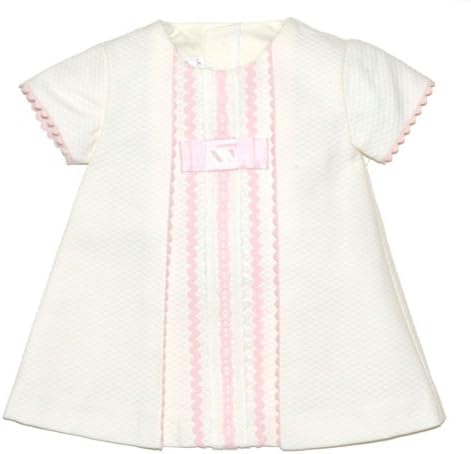 Kerubins Baby Girl Flocked Dress -3 Months-White, Pink