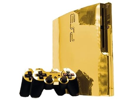 Sony PlayStation 3 Slim Skin (PS3 Slim) - NEW - GOLD CHROME MIRROR system skins faceplate decal mod