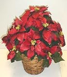 Red Classic DOUBLE artificial silk Poinsettia