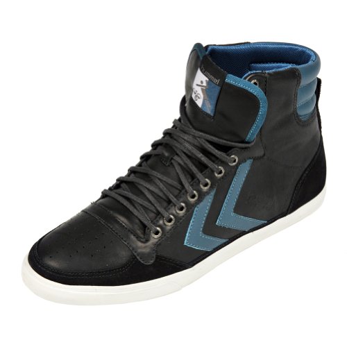 Hummel Slimmer Stadil High Top Sneaker Shoe In Black Oiled Nubuck Leather