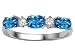 Jewelry : 0.84 cts Genuine Blue Topaz and Diamond 3 Stone Ring - 14kt White or Yellow Gold