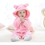 Ltuotu 柔らかい　ベビー＆キッズ用 ファション カバーオール ロンパース 着ぐるみ キッズコスチューム 子供 男の子 女の子 出産 祝い パジャマ 防寒着 スウェット (80cm, ピンク)