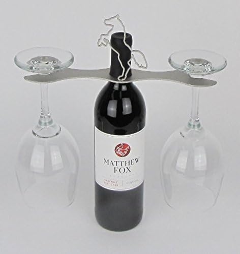Metrotex Designs 27664 Lazer Cut Steel Stallion 2-Stem Glass Bottle Topper Nickel Finish
