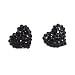 Rhinestone Heart Stud Earrings; 15mm Long; Black Rhinestones; Post;