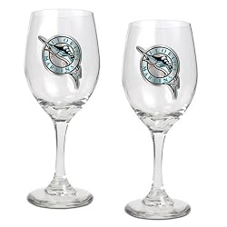 Florida Marlins MLB 2pc Wine Glass Set - Primary Logo by Great American Products