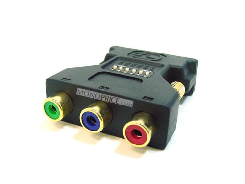 DVI-I Male to 3 RCA component Adapter w/ DIP Switch for ATI Video Cards (Gold Plated)