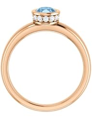 18K Rose Gold 7.00x5.00mm Oval Cut Sky Blue Topaz and Diamond Ring -- LIFETIME WARRANTY