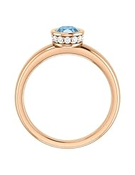 14K Rose Gold 7.00x5.00mm Oval Cut Sky Blue Topaz and Diamond Ring -- LIFETIME WARRANTY