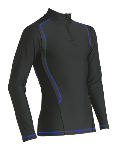 CW-X Men's Insulator Web Top, Black/Blue, Large 