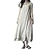Women's Simple Solid Color Linen Fiber Sleeveless Skirt Casual Long Vest Dress