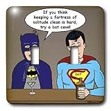  : Rich Diesslins Funny General Cartoons - Super Hero Parody with Batman and Superman at the bar - Light Switch Covers - double toggle switch