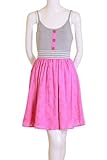 Crafty Couture Wooden Button Knee Length Combo Tank Summer Dress Pink Crafty Couture Wooden Button Knee Length Combo Tank Summer Dress Pink
