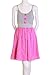 Crafty Couture Wooden Button Knee Length Combo Tank Summer Dress Pink Medium