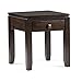 Simpli Home Cosmopolitan SOLID WOOD 18 inch wide Square Contemporary End Side Table in Coffee Brown with Storage, 1 Drawer, for the Living Room and Bedroom
