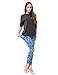 Bentibo Women's Fashion Floral Printed Spandex Leggings Skinny Pants Blue L