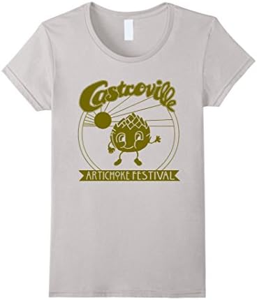 Women's CASTROVILLE ARTICHOKE FESTIVAL T-Shirt Stranger Of Things Medium Silver