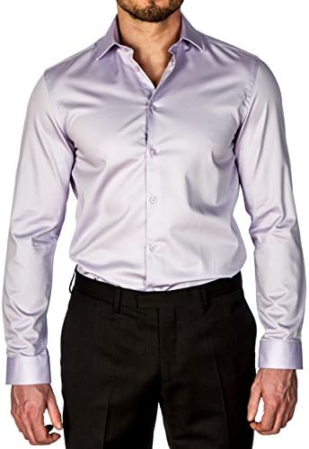 horst Men's Solid Color Slim Fit Long Sleeve Dress Shirt Lilac Size 18