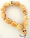 Hand Carved Ox Bone Skulls Bracelet Wrist Mala Buddhist