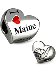Sterling Silver Ohm I Heart Maine Bead Charm AAY004