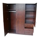 Home Source Industries 9129 Wardrobe with Space for Hanging-Drawer and Shelves, Walnut