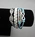 Vintage Silver Infinite Best Friend Owl Karma Bracelet Blue Knit Rope Handmade