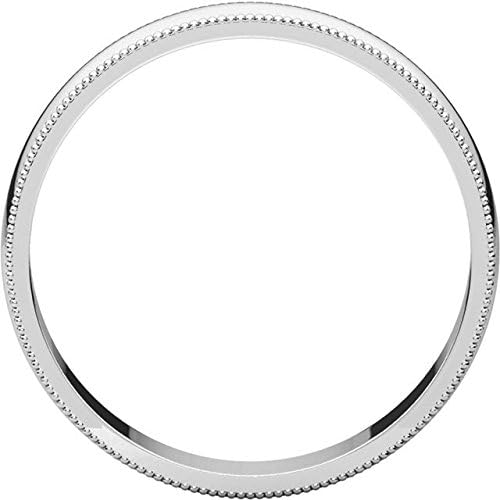 Mens 18K White Gold, Light Milgrain Wedding Band 4MM (sz 9.5)