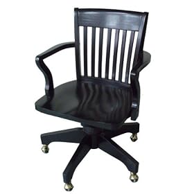 Wooden Banker Chair (Black) (27.95H x 27.95W x 34.65D)