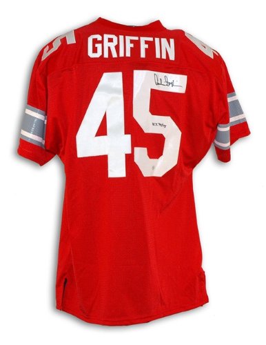 Archie Griffin Autographed/Hand Signed Ohio State Buckeyes Red Throwback Jersey Inscribed ''H.T. 74/