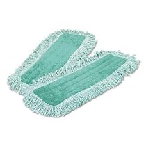 Rubbermaid Q418GN Hygen Microfiber Dust Mop Head, 18" Long, Fringed, Single-Sided, Green, 1 Mop Head