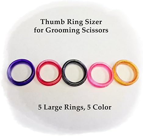 Rubber Thumb Ring Sizing Insert for Grooming Scissors 5 Large Rings 5 Color