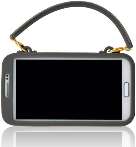 Angelseller XKM Stylish 3D Handbag Style Dark Purple Bowknot & Orange Grids Floral Border Pattern Soft Silicone Case Cover Compatible for Samsung Galaxy Note 2/Note II/N7100(Dark Grey)